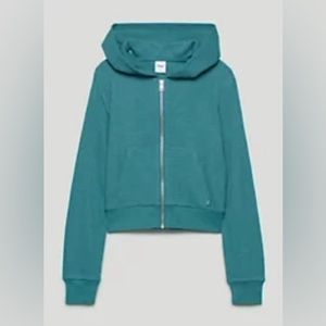 TNA WAFFLE ZIP HOODIE SLATE TEAL